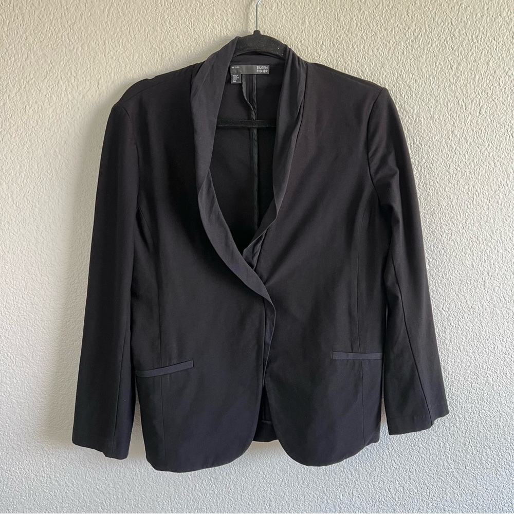 Eileen Fisher Women’s‎ Black Knit Crepe Front Snap Blazer